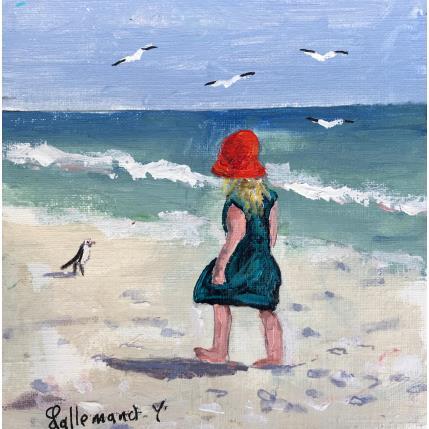 Pintura Petite fille et mouette por Lallemand Yves | Pintura Figurativo Acrílico Marine, Niño