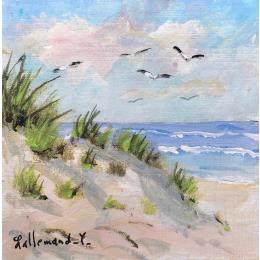Painting Dunes et mouettes 3 by Lallemand Yves | Painting Figurative Acrylic Marine