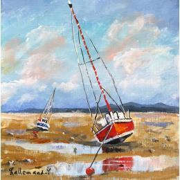 Painting Voilier marée basse by Lallemand Yves | Painting Figurative Acrylic Marine, Pop icons