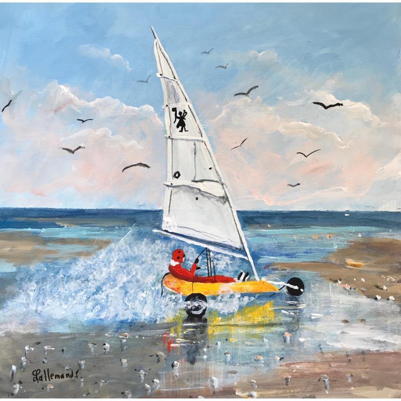 Peinture Char à voile le Touquet par Lallemand Yves | Tableau Figuratif Marine Sport Acrylique