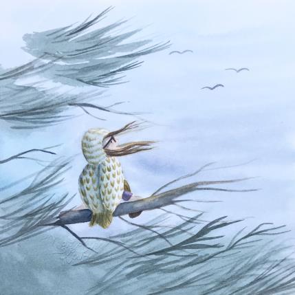 Painting Chouette à lunettes by Marjoline Fleur | Painting Naive art Watercolor Animals, Child, Nature