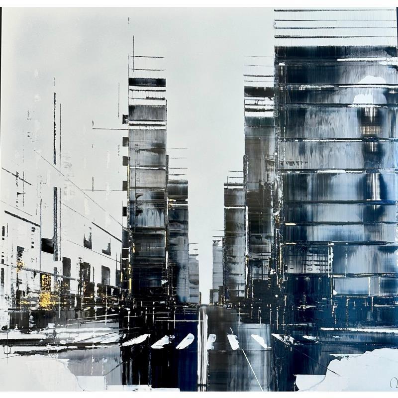 Painting STYAMPEDE by Rey Julien | Painting Figurative Urban Architecture Acrylic Gold leaf