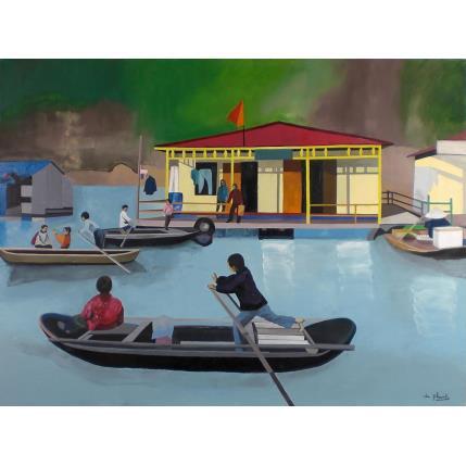 Pintura Sortie d’école dans la baie d’Along por Du Planty Anne | Pintura Figurativo Aceite Life style, Marine