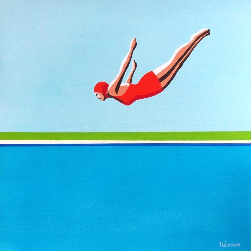Peinture Red flight par Trevisan Carlo | Tableau Surréalisme Marine Sport Minimaliste Huile