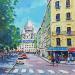 Painting LE SACRE COEUR VU DE LA PLACE D'ANVERS by Euger | Painting Figurative Urban Life style Acrylic