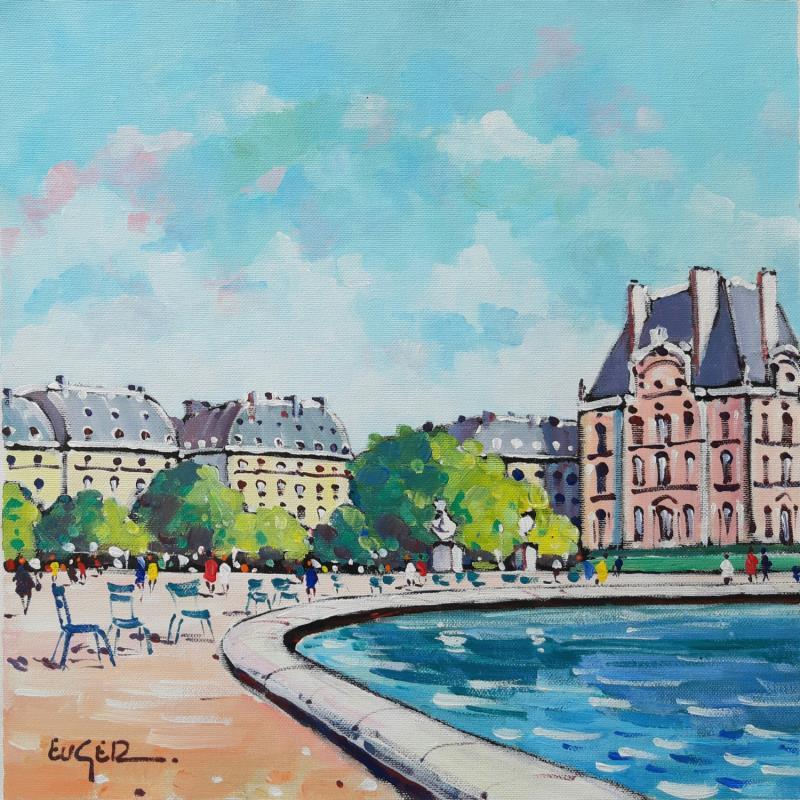 Peinture JARDINS DES TUILERIES par Euger | Tableau Figuratif Paysages Urbain Scènes de vie Acrylique