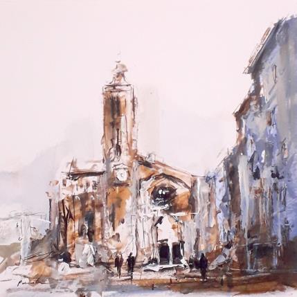 Painting la place st etienne by Poumelin Richard | Painting Figurative Acrylic, Oil Architecture, Landscapes, Pop icons