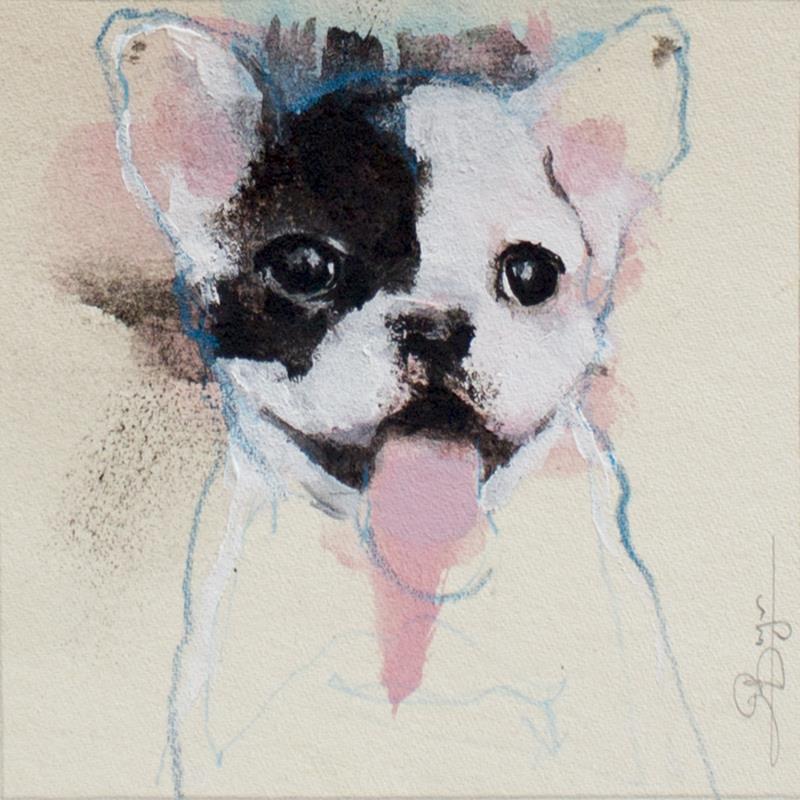 Peinture Mini Bull par Bergues Laurent | Tableau Figuratif Nature Animaux Aquarelle Carton Acrylique