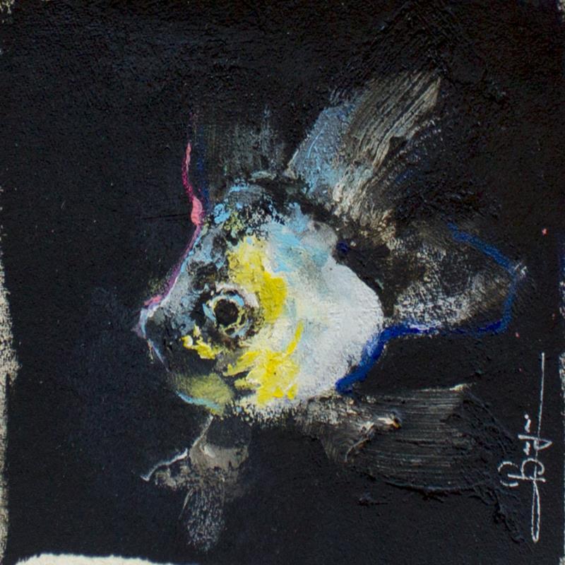 Pintura Bubule jaune et bleu por Bergues Laurent | Pintura Figurativo Animales Acrílico