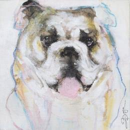 Peinture Bull Dog par Bergues Laurent | Tableau Figuratif Acrylique, Aquarelle Animaux