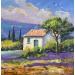 Peinture Paysage de Provence Lavandes par Lallemand Yves | Tableau Figuratif Urbain Acrylique