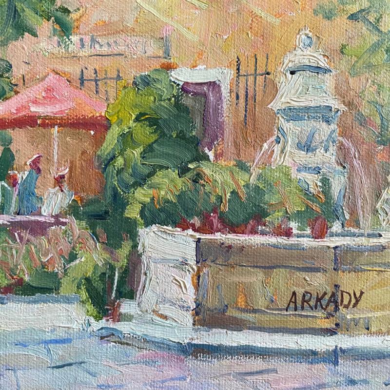 Peinture Fontaine de Trois Ormeaux par Arkady | Tableau Figuratif Huile