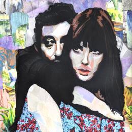 Peinture Serge Gainsbourg et Jane Birkin par G.C.Popartist | Tableau Pop-art Acrylique, Collage, Encre, Graffiti, Papier, Posca Icones Pop, Musique, Portraits