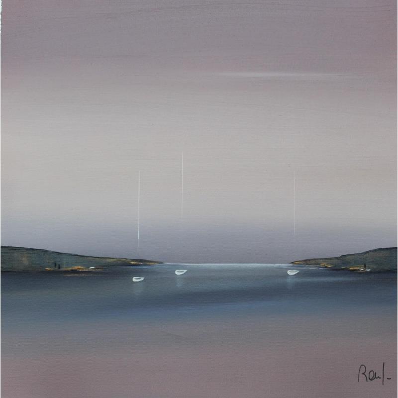 Peinture Douceur marine 52 par Roussel Marie-Ange et Fanny | Tableau Figuratif Marine Minimaliste Huile