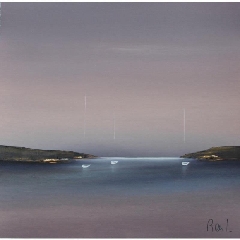 Painting Invitation à la sérénité 52 by Roussel Marie-Ange et Fanny | Painting Figurative Marine Minimalist Oil