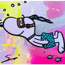 Peinture Dive snoopy par Mestres Sergi | Tableau Pop-art Acrylique, Graffiti Icones Pop