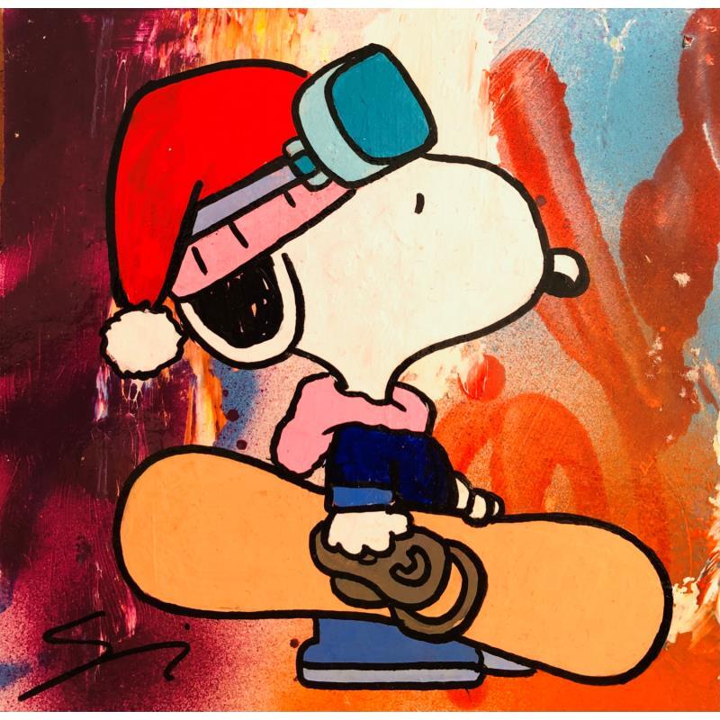 Gemälde Snoopy snower von Mestres Sergi | Gemälde Pop-Art Pop-Ikonen Graffiti Acryl