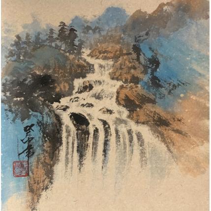 Painting Waterfall  by Yu Huan Huan | Painting Figurative Ink Landscapes, Pop icons
