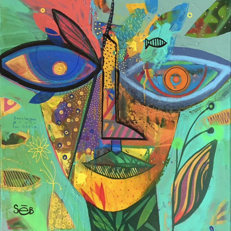 Painting Pakäya by Seb | Painting Raw art Portrait Nature Animals Cardboard Acrylic Gluing Ink Pigments