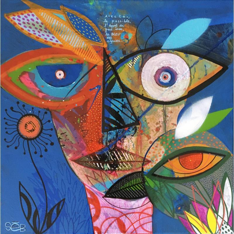 Gemälde Toi von Seb | Gemälde Art brut Porträt Natur Tiere Graffiti Acryl Collage Posca Tinte