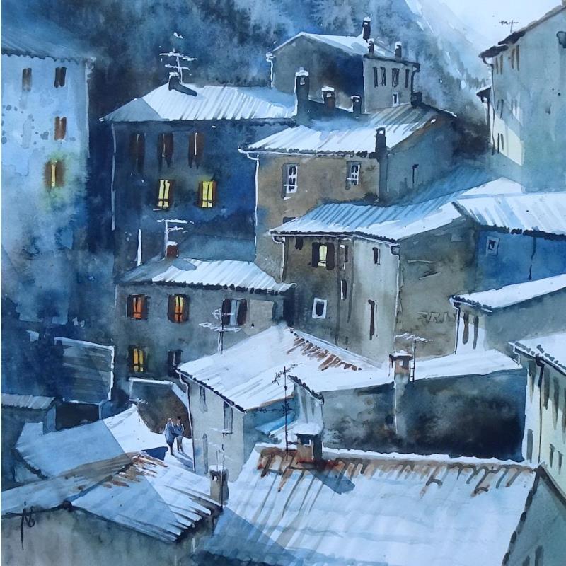 Painting Premiers froids en Pyrénées by Abbatucci Violaine | Painting Figurative Watercolor
