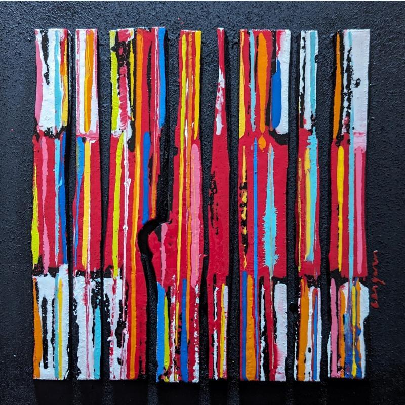 Gemälde bc8 street rouge bleu vert von Langeron Luc | Gemälde Materialismus Holz Acryl Harz