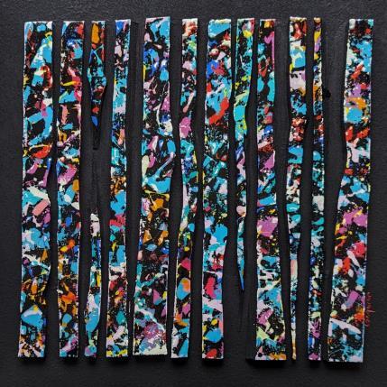 Painting bc 12 touche fine multi bleu violet blanc by Langeron Luc | Painting Subject matter Acrylic, Resin, Wood