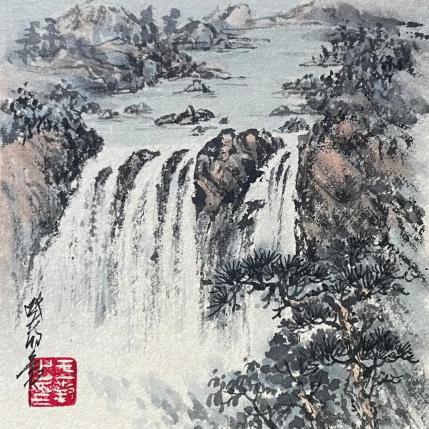 Peinture Waterfall  par Yu Huan Huan | Tableau Figuratif Aquarelle, Encre Nature, Paysages