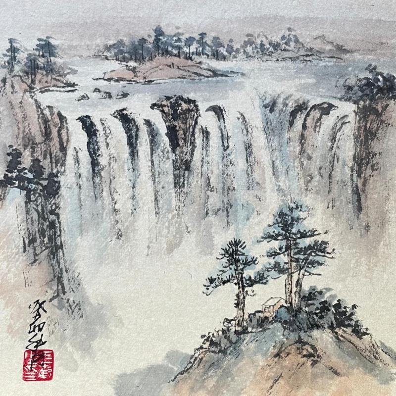 Pintura Waterfall  por Yu Huan Huan | Pintura Figurativo Paisajes Naturaleza Acuarela Ink