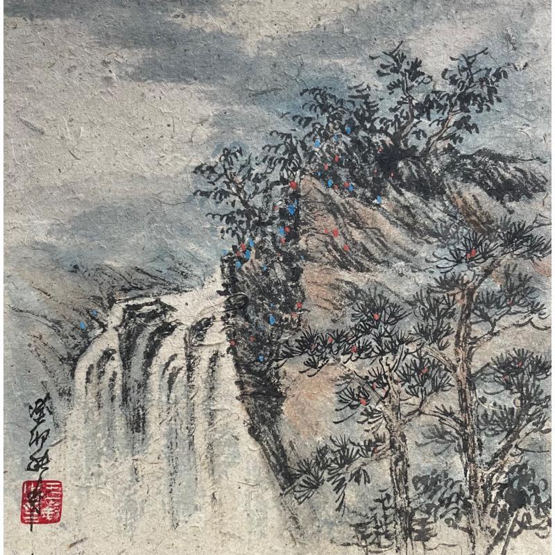 Pintura Waterfall  por Yu Huan Huan | Pintura Figurativo Paisajes Naturaleza Acuarela Ink