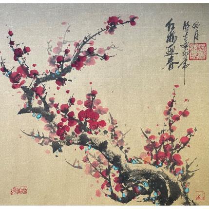 Peinture Cherry blossom par Yu Huan Huan | Tableau Figuratif Aquarelle, Encre Nature