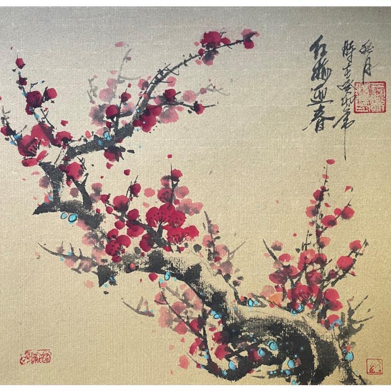 Pintura Cherry blossom por Yu Huan Huan | Pintura Figurativo Naturaleza Acuarela Ink
