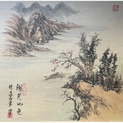 Peinture The beauty of lake and mountains par Yu Huan Huan | Tableau Figuratif Encre Nature, Paysages
