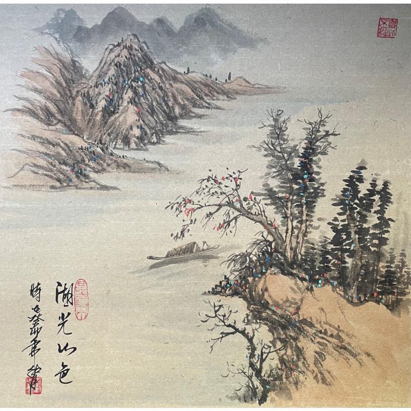 Peinture The beauty of lake and mountains  par Yu Huan Huan | Tableau Figuratif Paysages Nature Encre