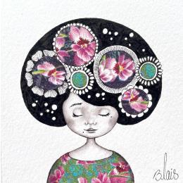 Peinture Zya par Blais Delphine | Tableau Art naïf Acrylique, Collage, Encre Portraits