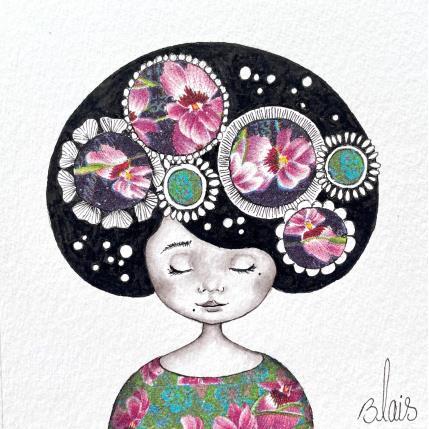 Gemälde Zya von Blais Delphine | Gemälde Naive Kunst Acryl, Collage, Tinte Porträt