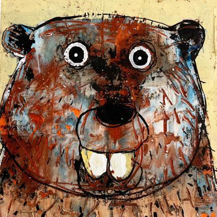 Peinture Castor affamé !  par Maury Hervé | Tableau Art Singulier animaux