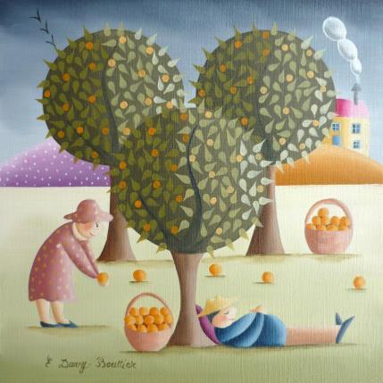 Painting Dernière cueillette by Davy Bouttier Elisabeth | Painting Naive art Oil Life style, Nature, Pop icons
