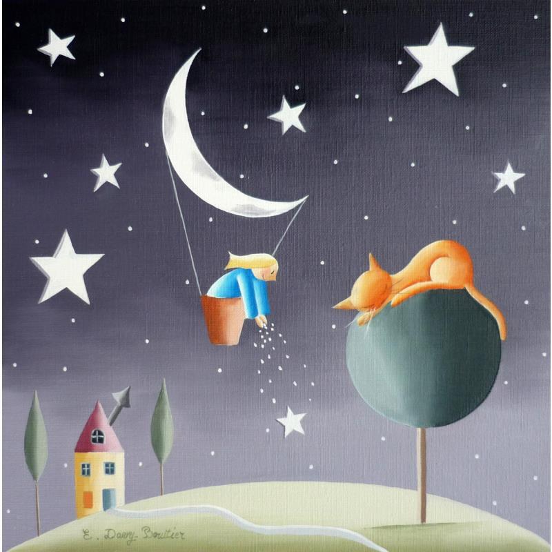 Pintura Fée des Etoiles por Davy Bouttier Elisabeth | Pintura Arte naïf Naturaleza Life style Aceite