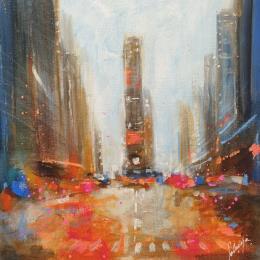 Painting Times square red by Solveiga | Painting Impressionism Acrylic Urban