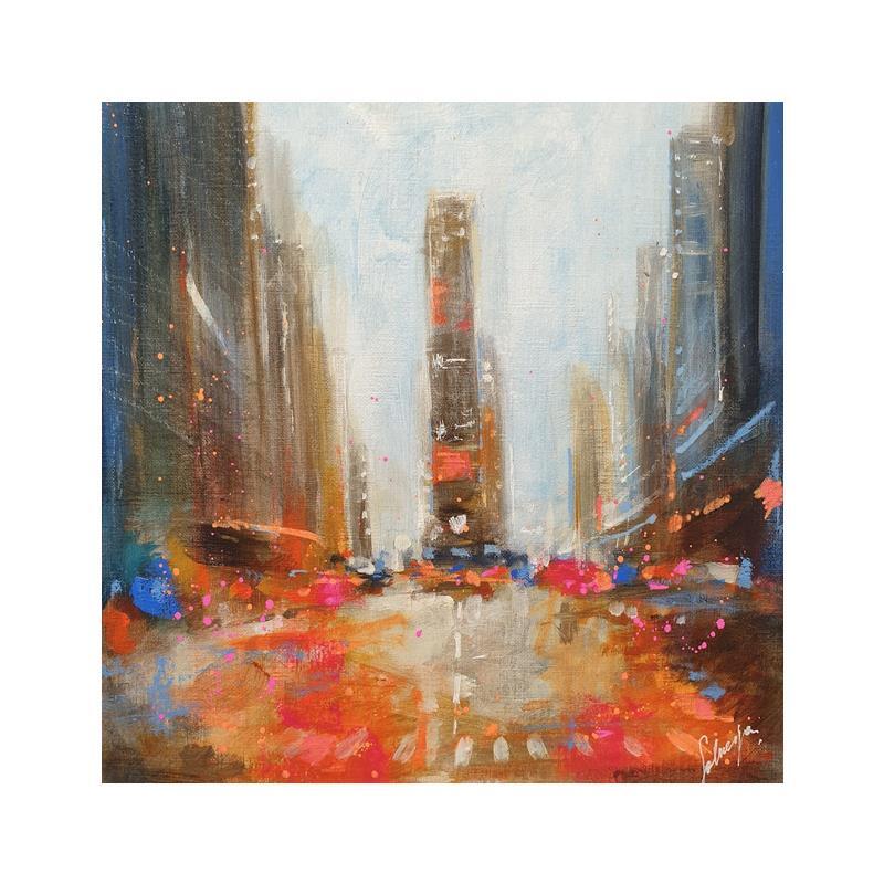 Painting Times square red by Solveiga | Painting Impressionism Urban Acrylic