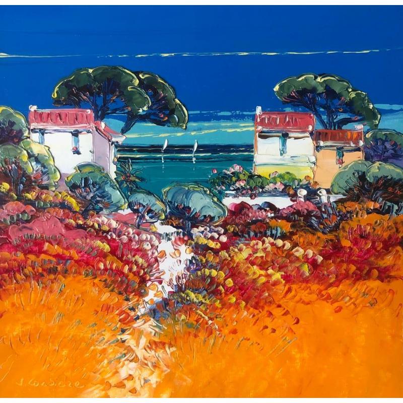 Peinture Chemin à la mer, côte bleue par Corbière Liisa | Tableau Figuratif Paysages Huile