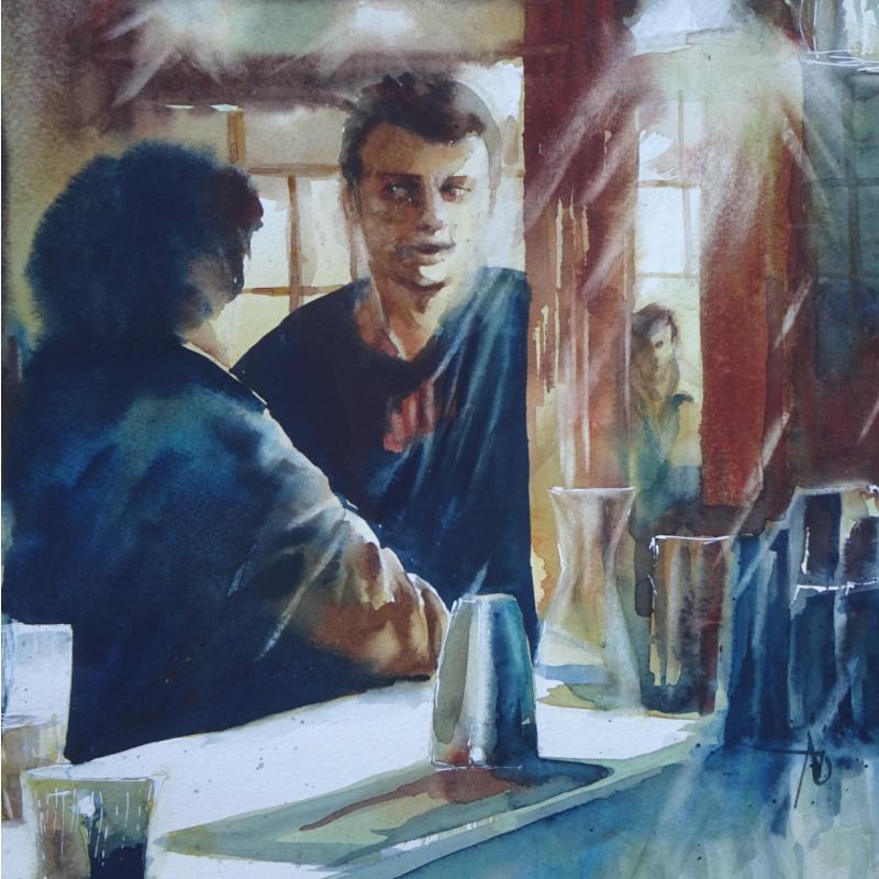 Painting Soirée entre mecs !  by Abbatucci Violaine | Painting Figurative Watercolor