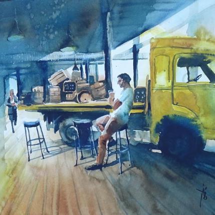 Peinture Pause au Météor par Abbatucci Violaine | Tableau Figuratif Aquarelle