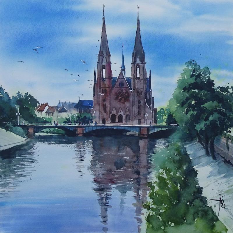 Painting Ce soir, concert en l'église Saint Paul by Abbatucci Violaine | Painting Figurative Watercolor