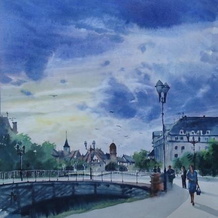 Peinture Pont Royal par Abbatucci Violaine | Tableau Figuratif Aquarelle