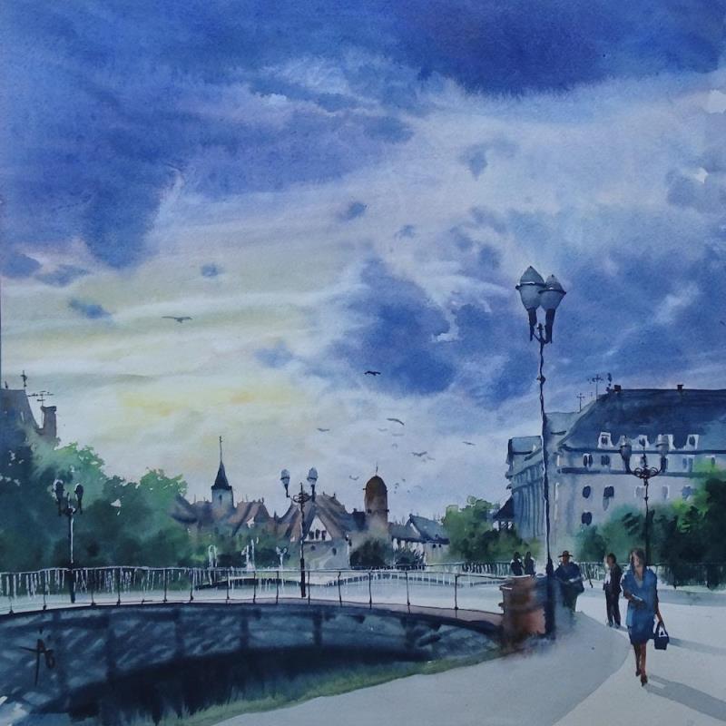 Peinture Pont Royal par Abbatucci Violaine | Tableau Figuratif Aquarelle