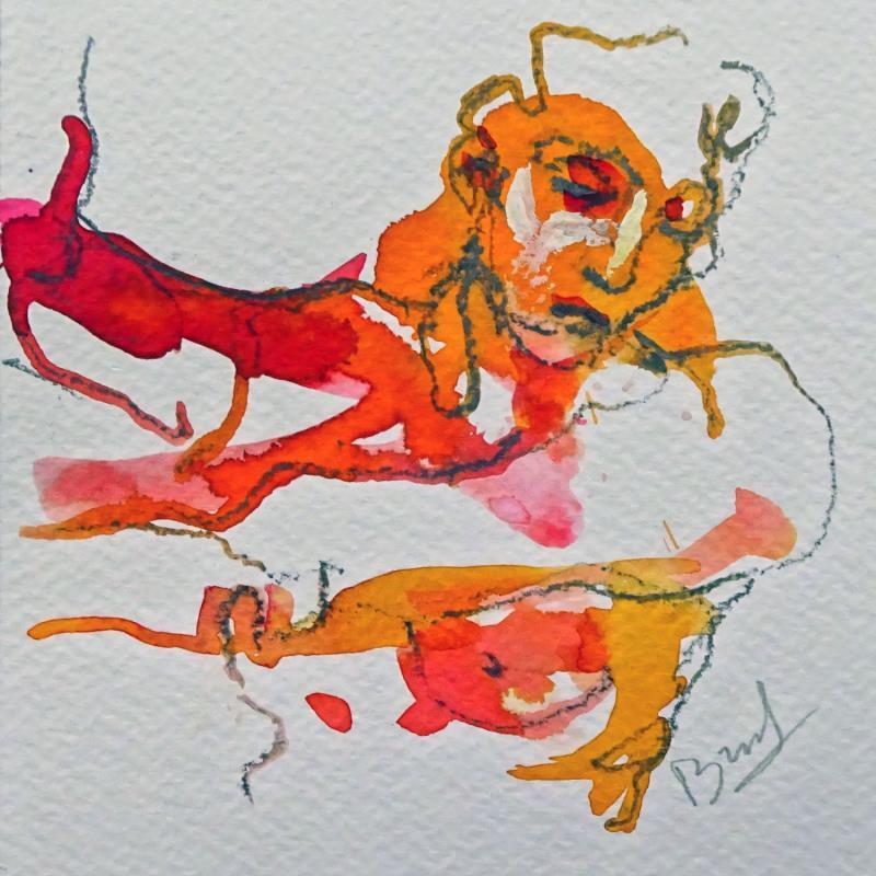 Painting Aurora en appui by Brunel Sébastien | Painting Figurative Nude Watercolor
