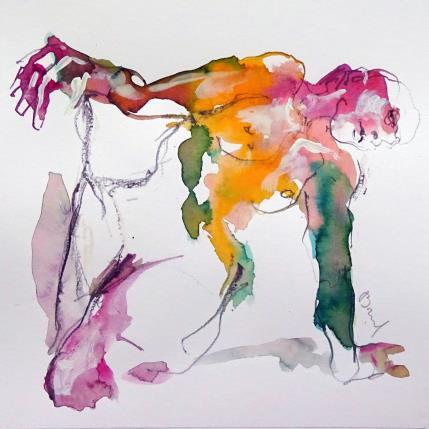 Painting Méline main au sol by Brunel Sébastien | Painting Figurative Watercolor Nude
