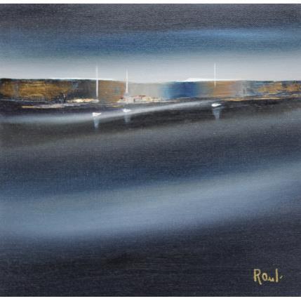 Peinture Impression nocturne 55 par Roussel Marie-Ange et Fanny | Tableau Figuratif Huile Marine, Minimaliste